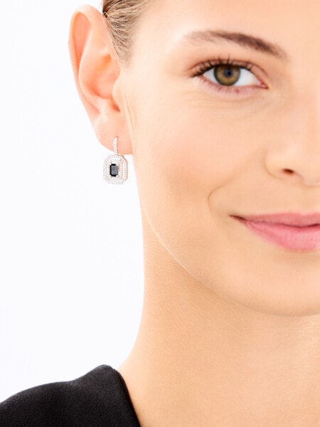 18 K Rhodium-Plated White Gold Earrings - fineness 14 K