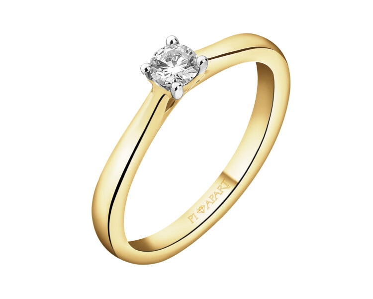 Zlatý prsten s briliantem - 0,18 ct - ryzost 750