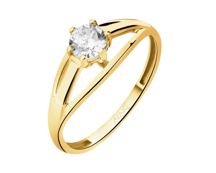 9 K Yellow Gold Ring with Cubic Zirconia