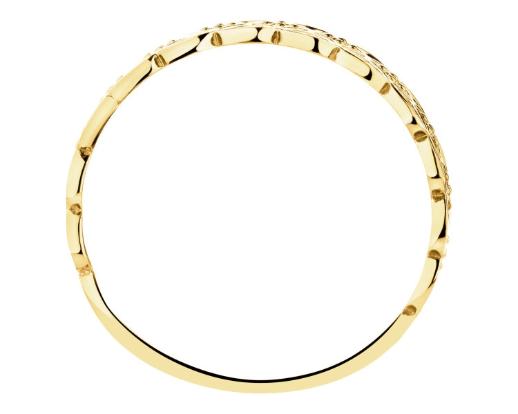 9 K Yellow Gold Band Ring with Cubic Zirconia