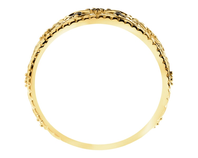 9 K Yellow Gold Band Ring with Cubic Zirconia