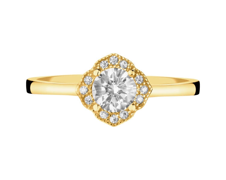 Złoty pierścionek z cyrkoniami