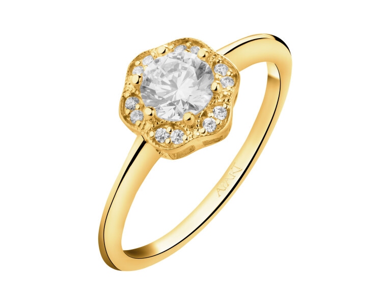 8 K Yellow Gold Ring with Cubic Zirconia