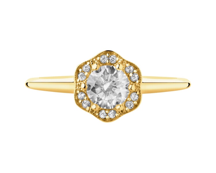 8 K Yellow Gold Ring with Cubic Zirconia