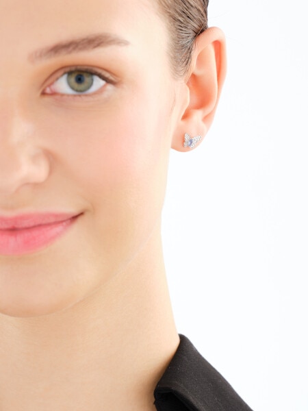 Kolczyki srebrne z cyrkoniami - motyle