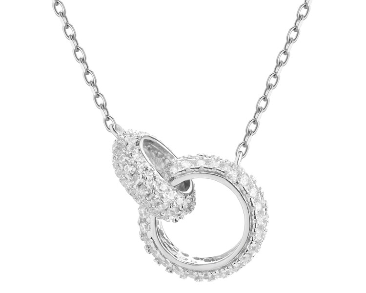 Rhodium Plated Silver Necklace with Cubic Zirconia