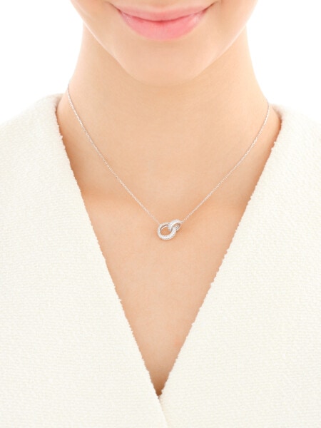 Rhodium Plated Silver Necklace with Cubic Zirconia