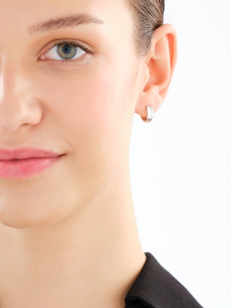 Rhodium Plated Silver Hoop Earring