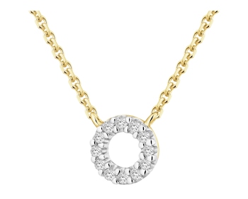 Naszyjnik z żółtego złota z diamentami - koło - 0,02 ct - próba 375