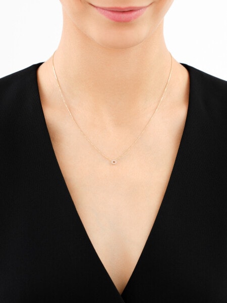 9 K Rhodium-Plated Yellow Gold Necklace with Diamonds - 0,02 ct - fineness 9 K