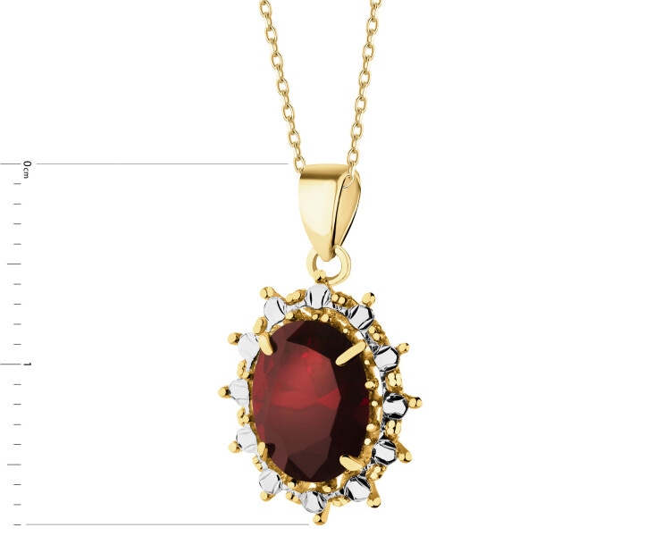 14 K Rhodium-Plated Yellow Gold Pendant with Synthetic Corundum