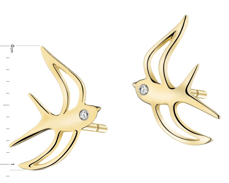 9 K Yellow Gold Earrings with Diamonds - 0,004 ct - fineness 9 K