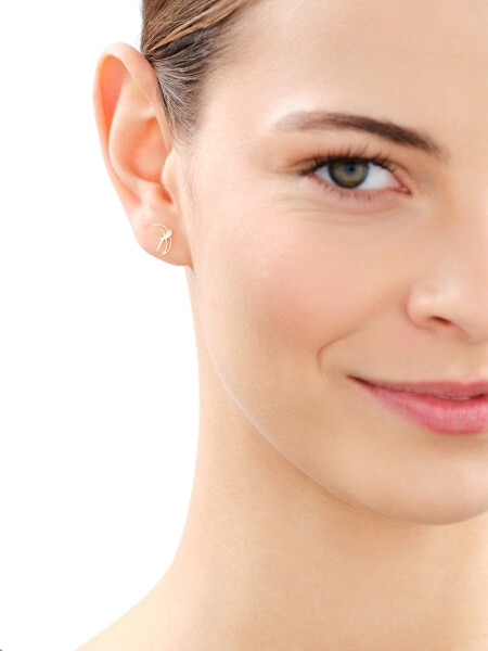 9 K Yellow Gold Earrings with Diamonds - 0,004 ct - fineness 9 K