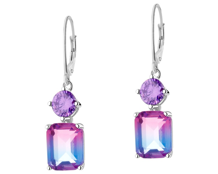 Rhodium Plated Silver Earrings with Cubic Zirconia