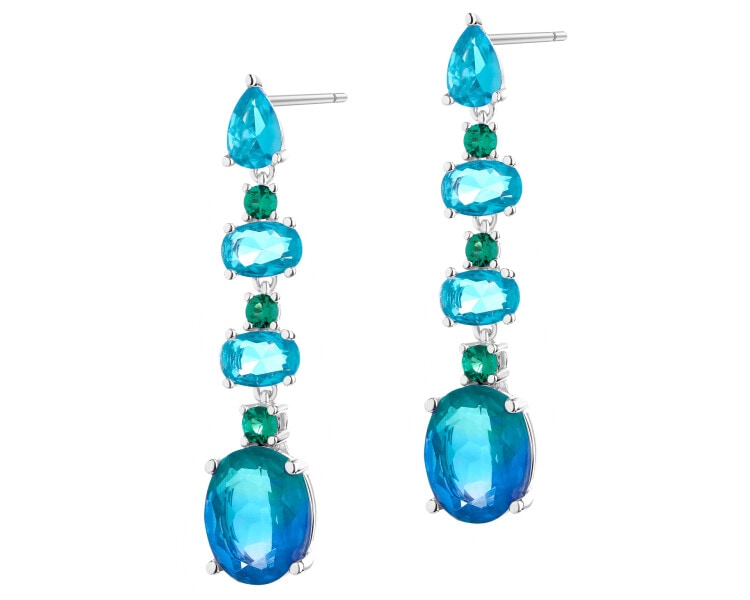 Rhodium Plated Silver Dangling Earring with Cubic Zirconia