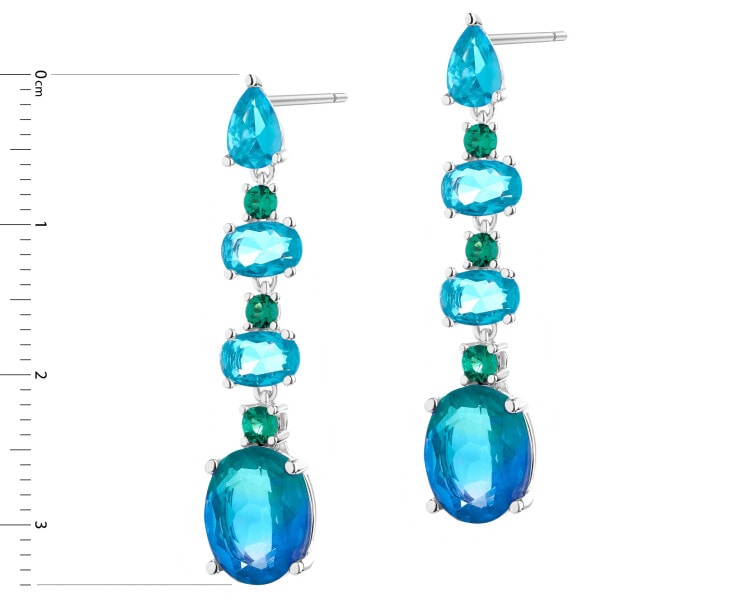 Rhodium Plated Silver Dangling Earring with Cubic Zirconia
