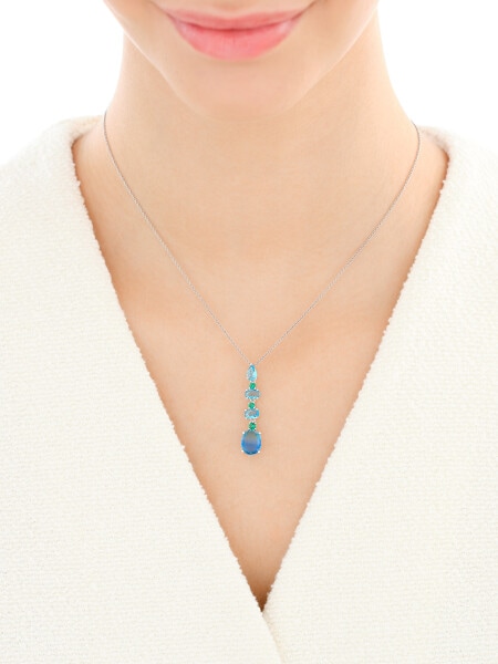 Rhodium Plated Silver Pendant with Cubic Zirconia