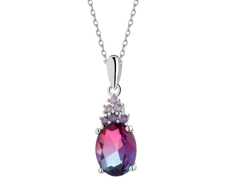 Rhodium Plated Silver Pendant with Cubic Zirconia