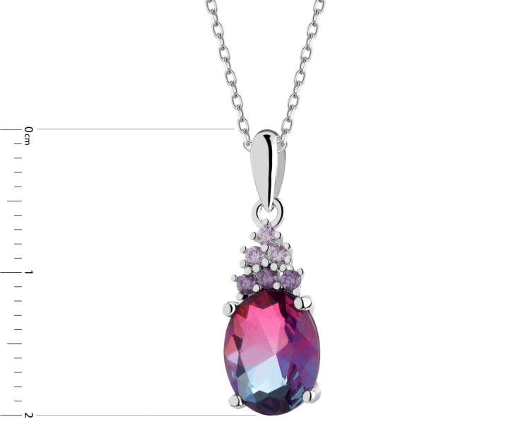 Rhodium Plated Silver Pendant with Cubic Zirconia