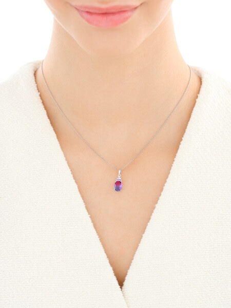 Rhodium Plated Silver Pendant with Cubic Zirconia