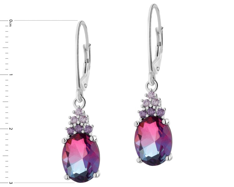 Rhodium Plated Silver Dangling Earring with Cubic Zirconia