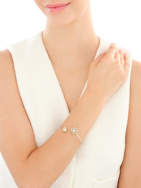 Rhodium-Plated Silver, Gold-Plated Silver Rigid Bracelet with Cubic Zirconia