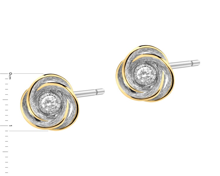 Rhodium-Plated Silver, Gold-Plated Silver Earrings with Cubic Zirconia