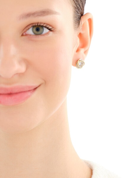 Rhodium-Plated Silver, Gold-Plated Silver Earrings with Cubic Zirconia