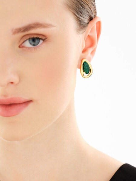 Kolczyki srebrne z malachitami syntetycznymi