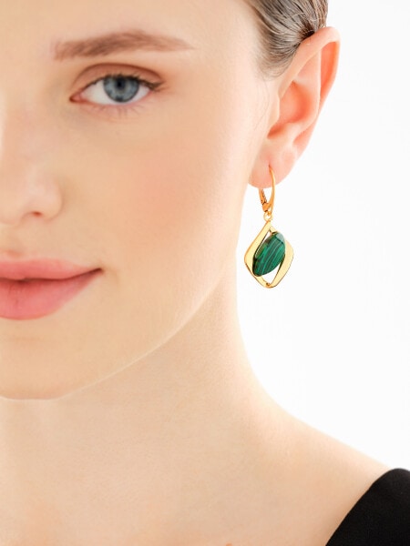 Kolczyki srebrne z malachitami syntetycznymi