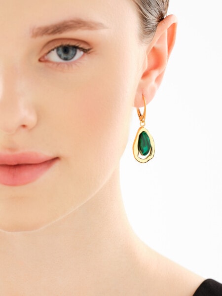 Kolczyki srebrne z malachitami syntetycznymi