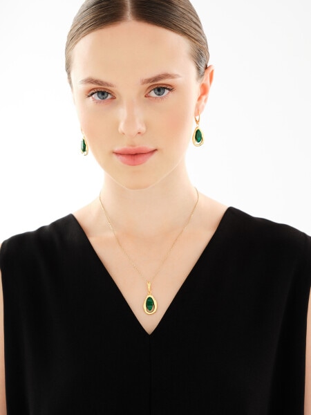 Kolczyki srebrne z malachitami syntetycznymi