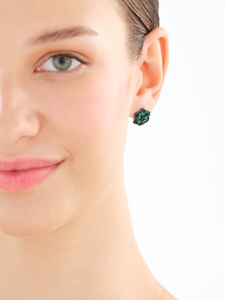 Kolczyki srebrne z cyrkoniami - rozety