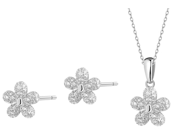 Rhodium Plated Silver Set with Cubic Zirconia