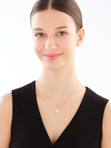 Rhodium Plated Silver Set with Cubic Zirconia