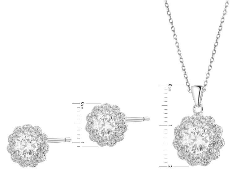 Rhodium Plated Silver Set with Cubic Zirconia