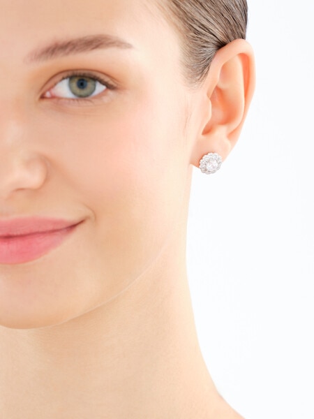 Rhodium Plated Silver Set with Cubic Zirconia