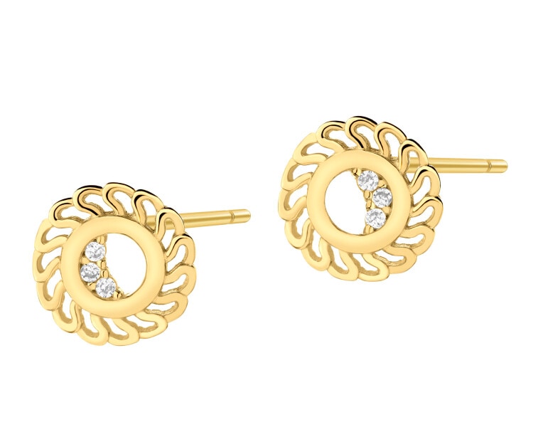 Złote kolczyki z cyrkoniami - rozety