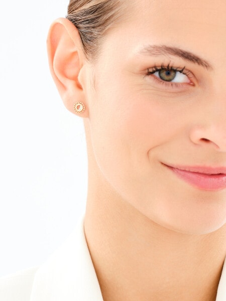 Złote kolczyki z cyrkoniami - rozety