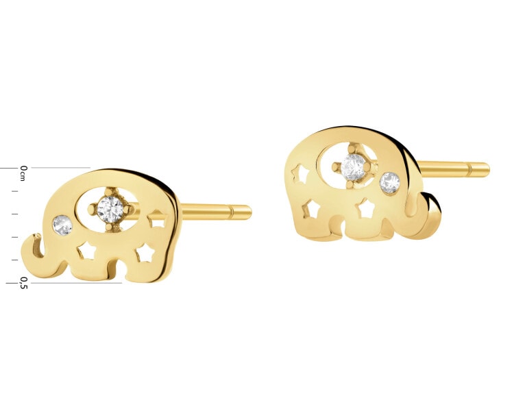 Złote kolczyki z cyrkoniami - słonie