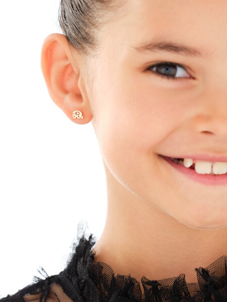 Złote kolczyki z cyrkoniami - słonie