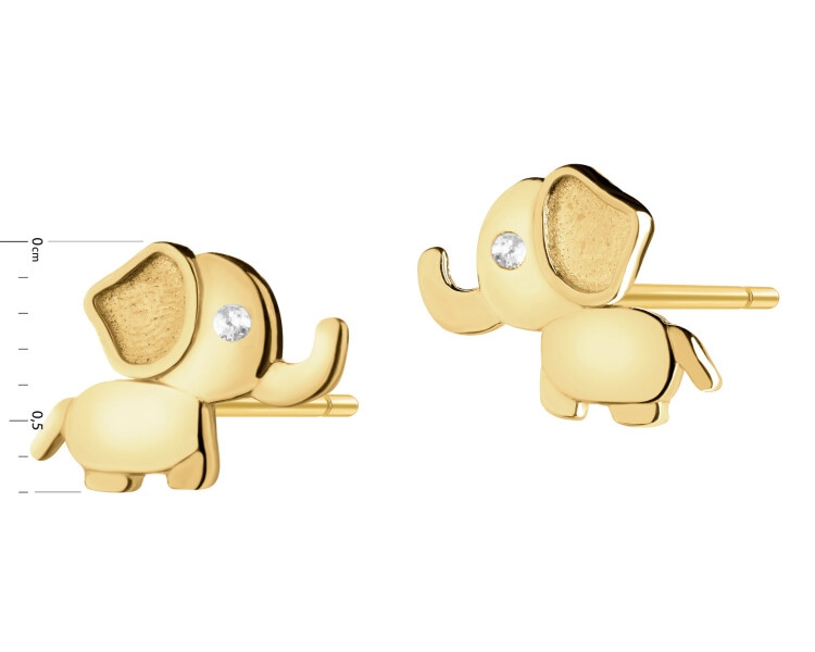 Złote kolczyki z cyrkoniami - słonie