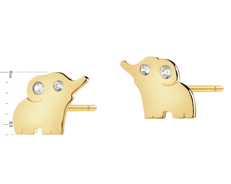 Złote kolczyki z cyrkoniami - słonie