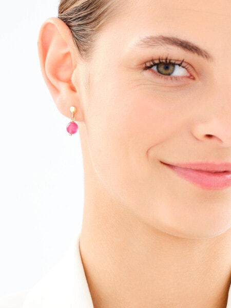 14 K Yellow Gold Dangling Earring with Quartz