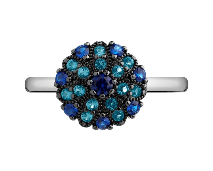 Rhodium-Plated Silver, Black Rhodium Ring with Cubic Zirconia