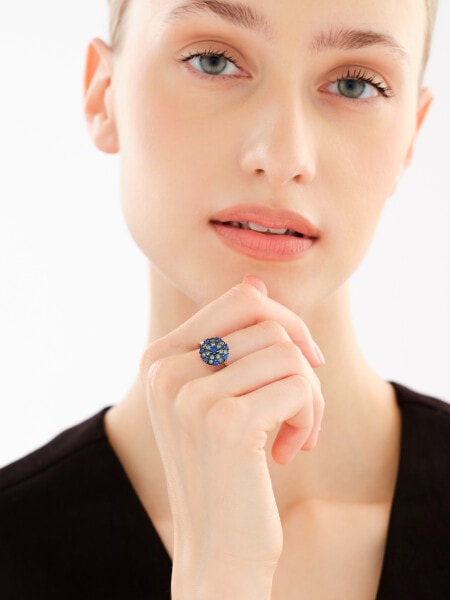 Rhodium-Plated Silver, Black Rhodium Ring with Cubic Zirconia