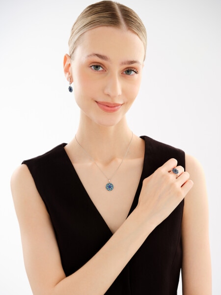 Rhodium-Plated Silver, Black Rhodium Ring with Cubic Zirconia