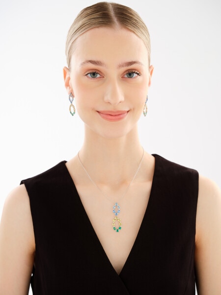 Rhodium Plated Silver Necklace with Cubic Zirconia