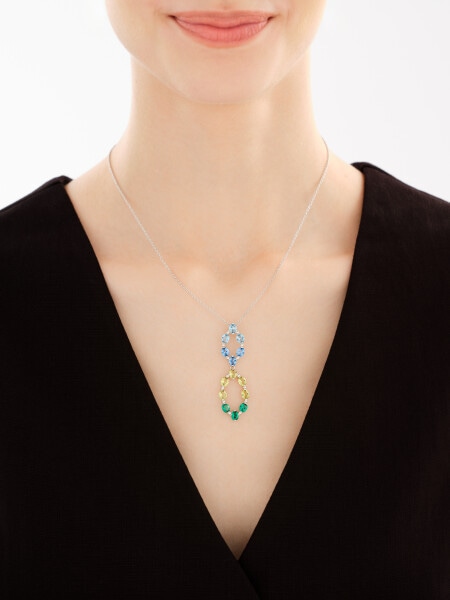 Rhodium Plated Silver Necklace with Cubic Zirconia