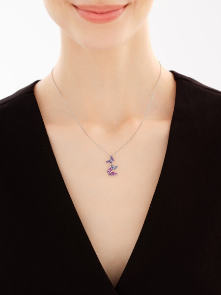 Stříbrný přívěšek se zirkony - motýli